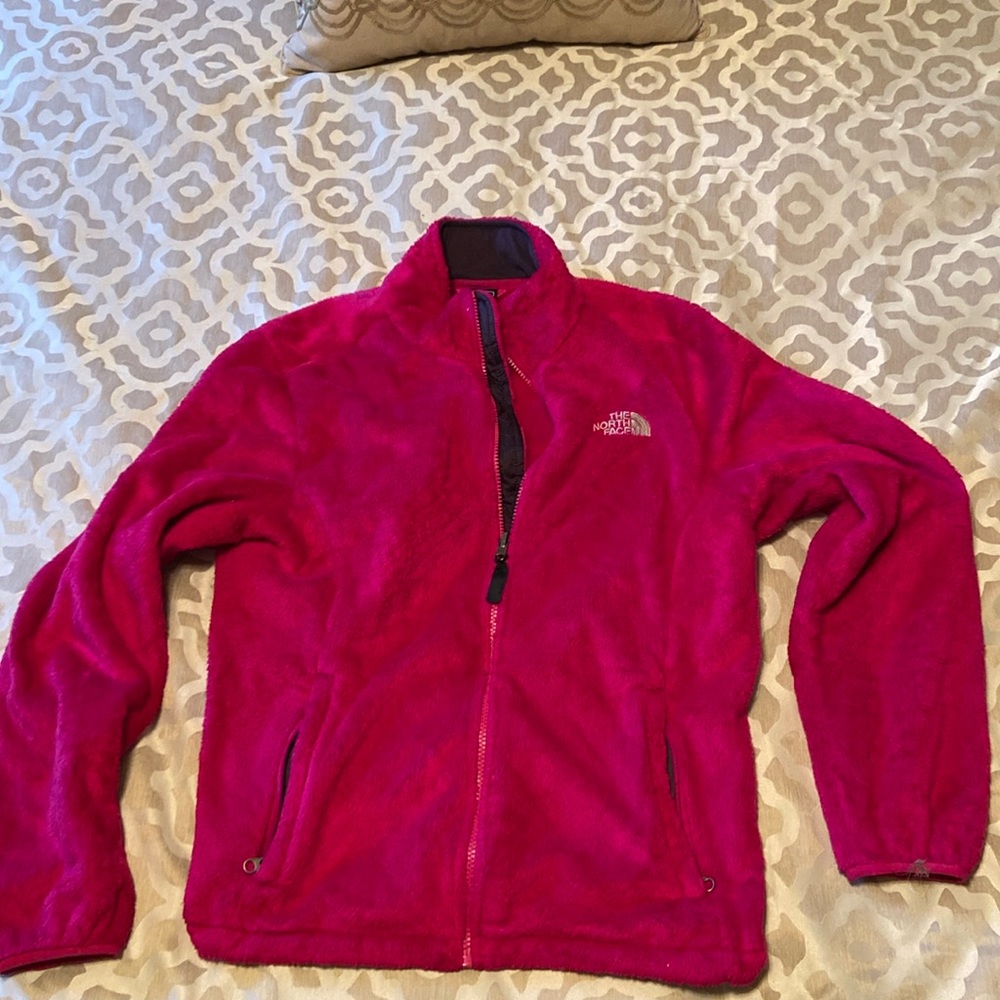 Hot pink north face jacket large